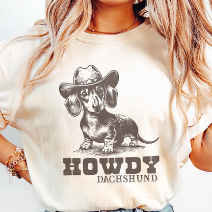 Howdy Dachshund Png, Western Dachshund - 300 DPI Design for T-Shirt