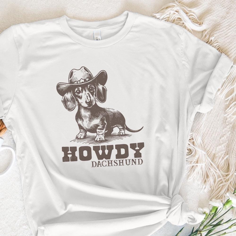 Howdy Dachshund Png, Western Dachshund - 300 DPI Design for T-Shirt