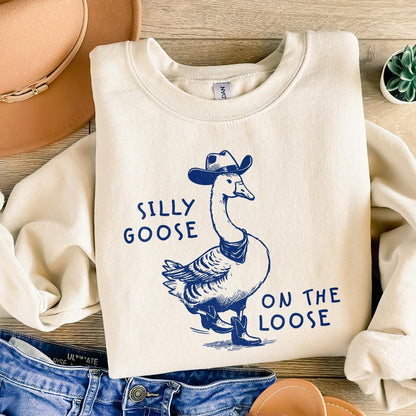 Silly goose on the loose PNG shirt, Cowboy goose PNG - 300 DPI Design for
