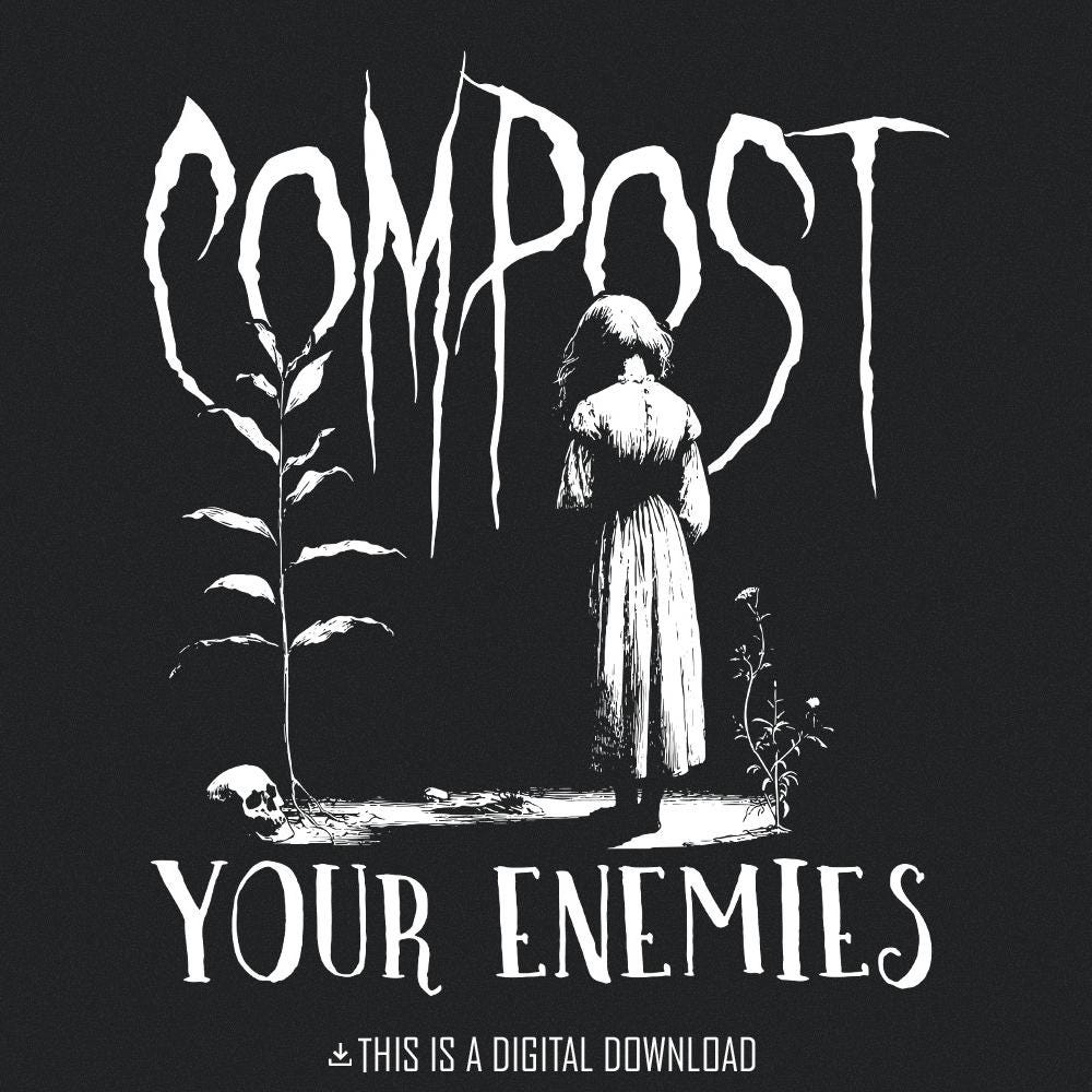Compost Your Enemies PNG, Sassy Retro Girl - 300 DPI Design for T-Shirt