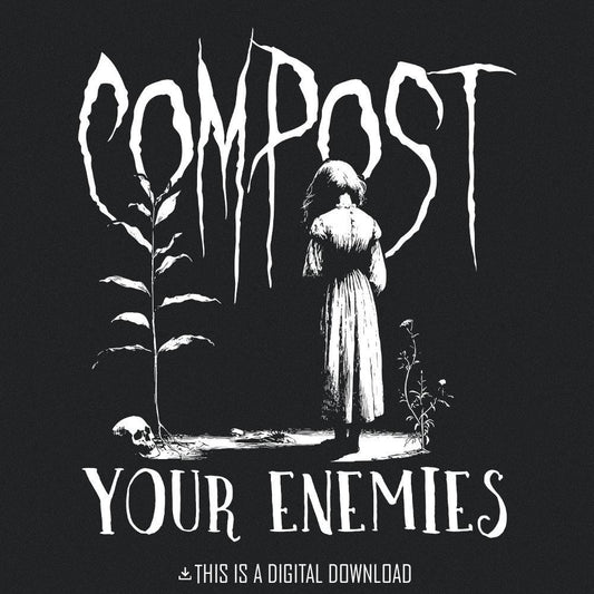 Compost Your Enemies PNG, Sassy Retro Girl - 300 DPI Design for T-Shirt