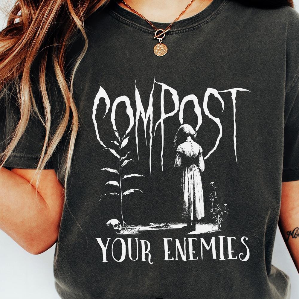 Compost Your Enemies PNG, Sassy Retro Girl - 300 DPI Design for T-Shirt