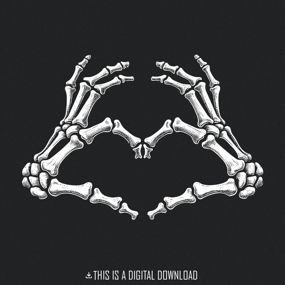 Skeleton Hands Heart png, Halloween png - 300 DPI Design for T-Shirt