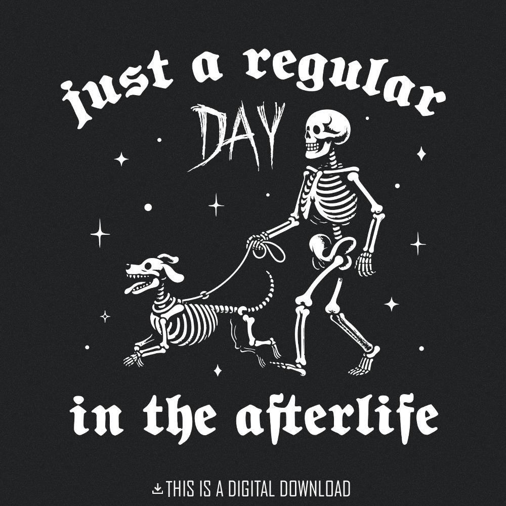 Halloween Skeleton Dog PNG, Skeleton Walking Dog - 300 DPI Design for