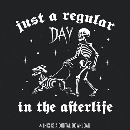 Halloween Skeleton Dog PNG, Skeleton Walking Dog - 300 DPI Design for