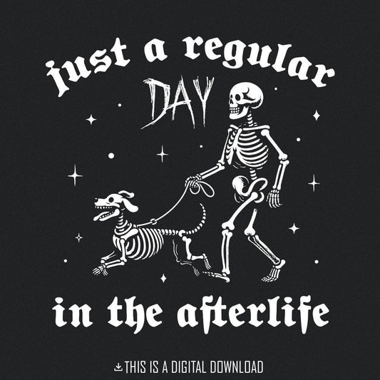 Halloween Skeleton Dog PNG, Skeleton Walking Dog - 300 DPI Design for