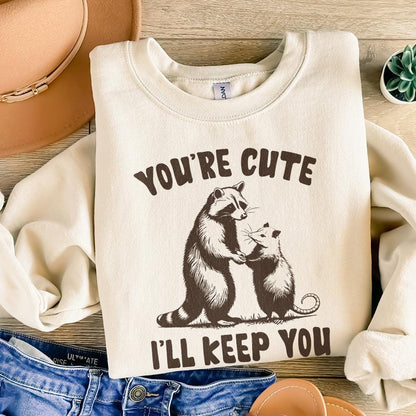 You're Weird I'll Keep You PNG Alt 2, Funny Retro Raccoon Opossum Design