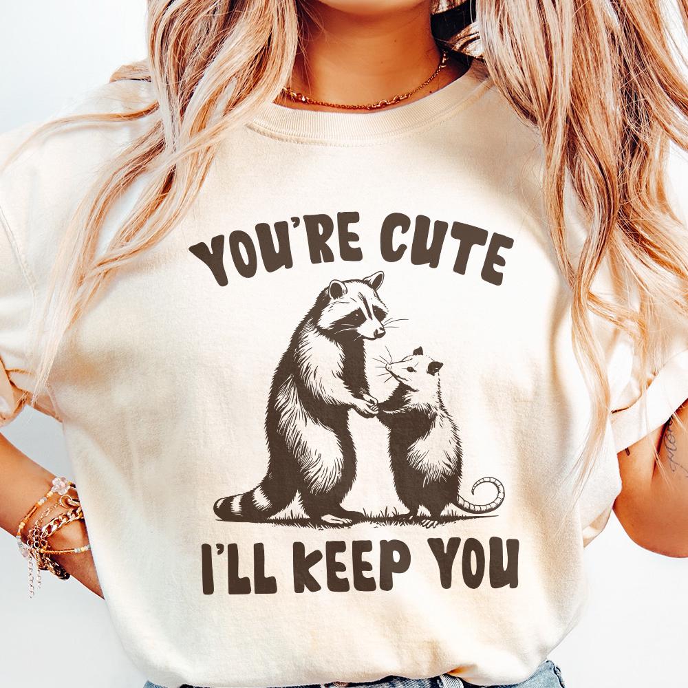 You're Weird I'll Keep You PNG Alt 2, Funny Retro Raccoon Opossum Design