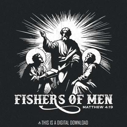 Fishers of Men PNG Alt 2, Retro Christian Sublimation - 300 DPI Design