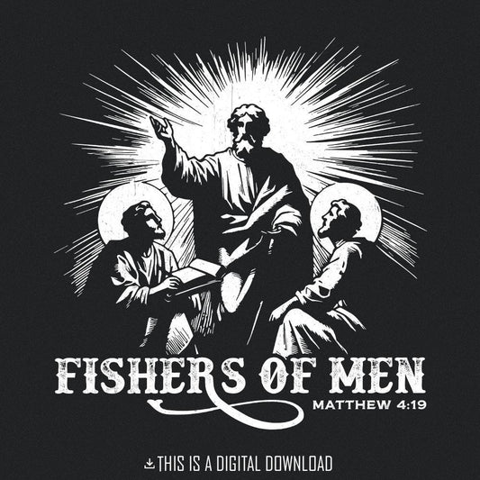 Fishers of Men PNG Alt 2, Retro Christian Sublimation - 300 DPI Design