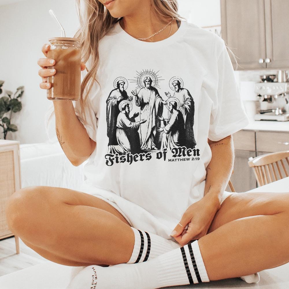 Fishers of Men PNG, Retro Christian Sublimation - 300 DPI Design for