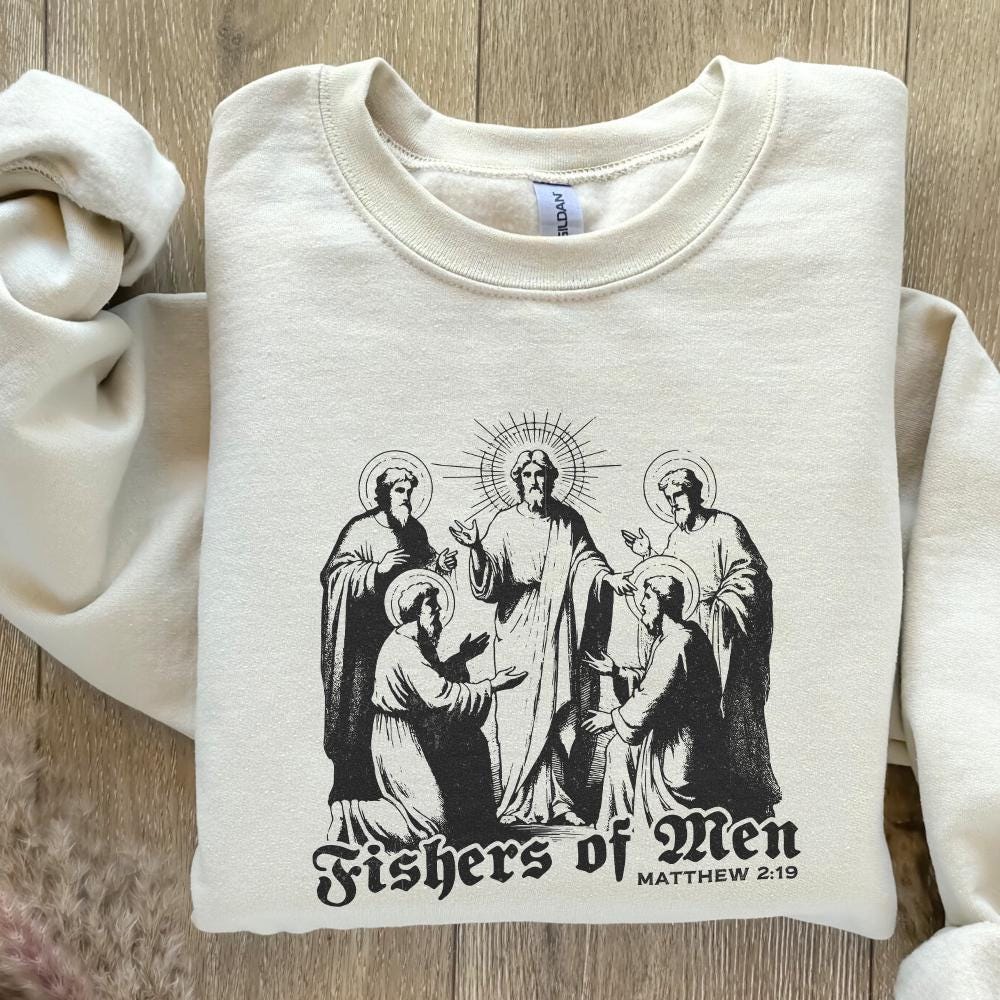 Fishers of Men PNG, Retro Christian Sublimation - 300 DPI Design for