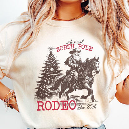Cowboy Santa Western Christmas PNG, Retro Vintage Rodeo Design - 300 DPI