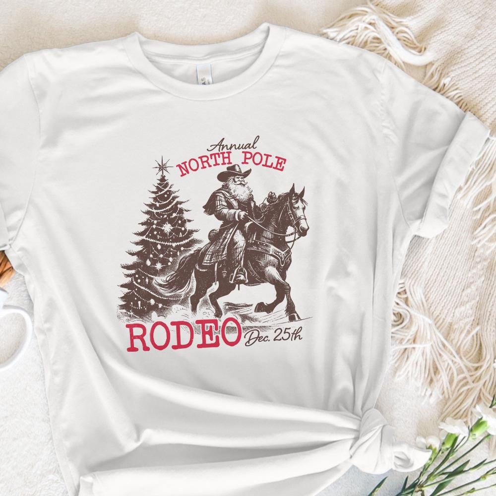 Cowboy Santa Western Christmas PNG, Retro Vintage Rodeo Design - 300 DPI