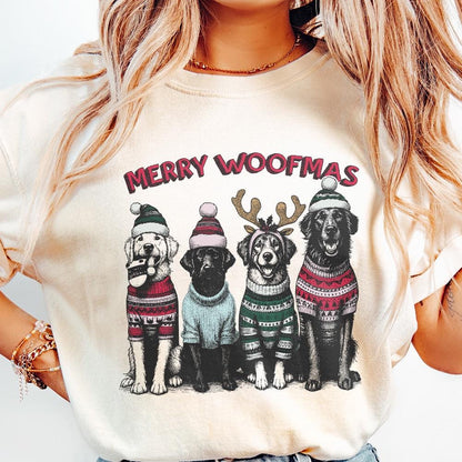 Merry Woofmas PNG Alt 2, Dog Mama PNG - 300 DPI Design for T-Shirt