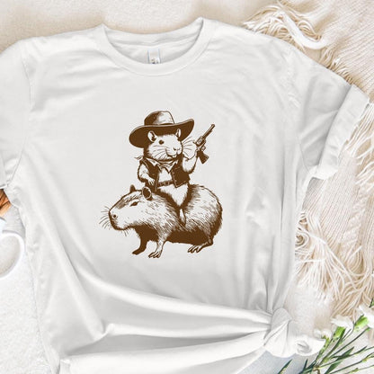 Funny Rat Riding Capybara Sketch Alt 2, Vintage Animals png - 300 DPI