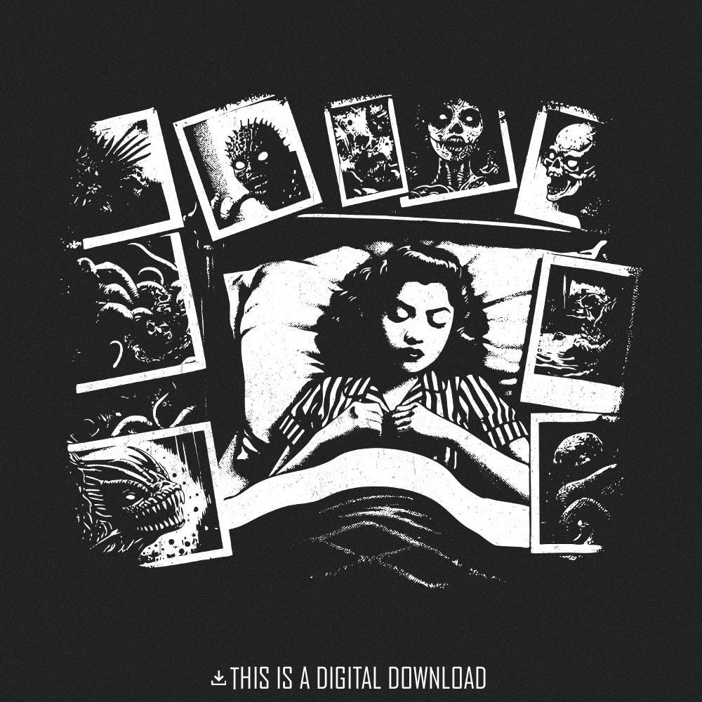 Dark Nightmare PNG, Spooky Vibes - 300 DPI Design for T-Shirt