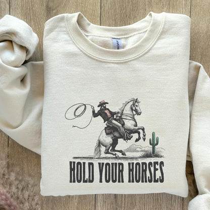 Hold Your Horses Alt 2, Western PNG - 300 DPI Design for T-Shirt