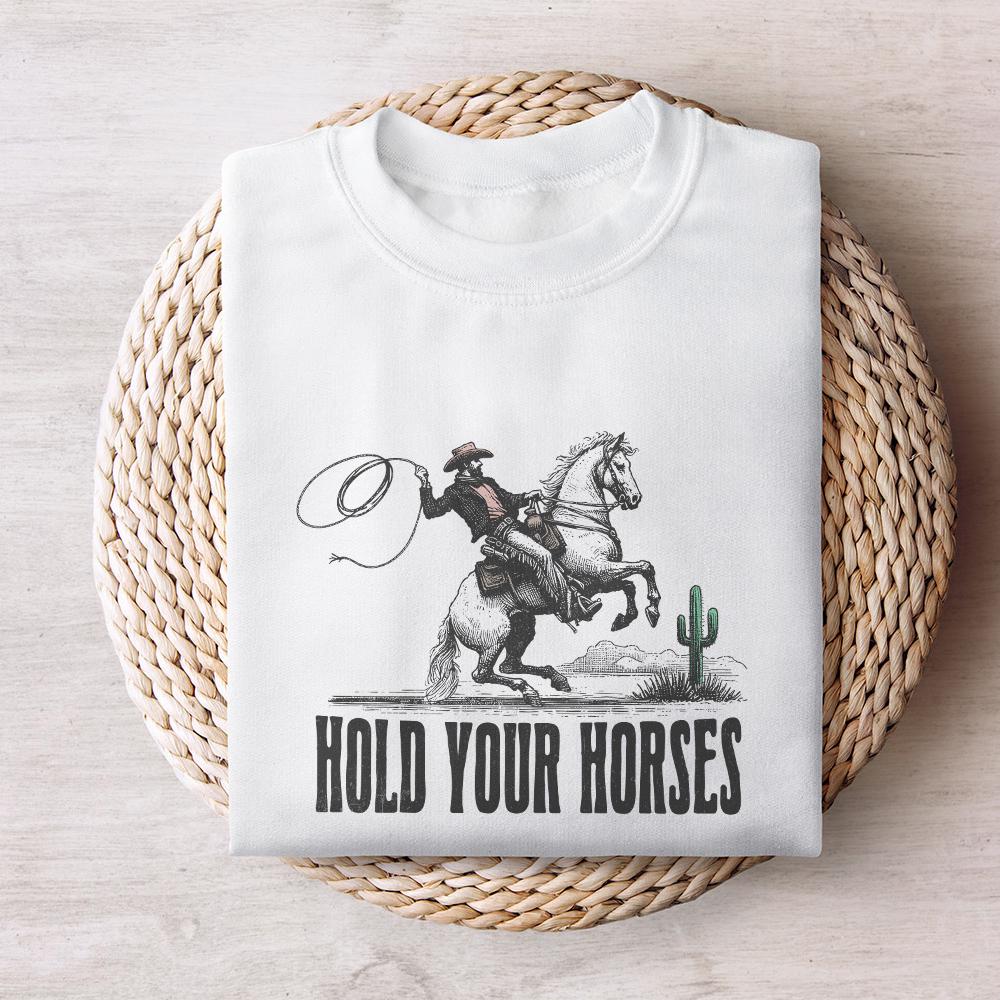 Hold Your Horses Alt 2, Western PNG - 300 DPI Design for T-Shirt