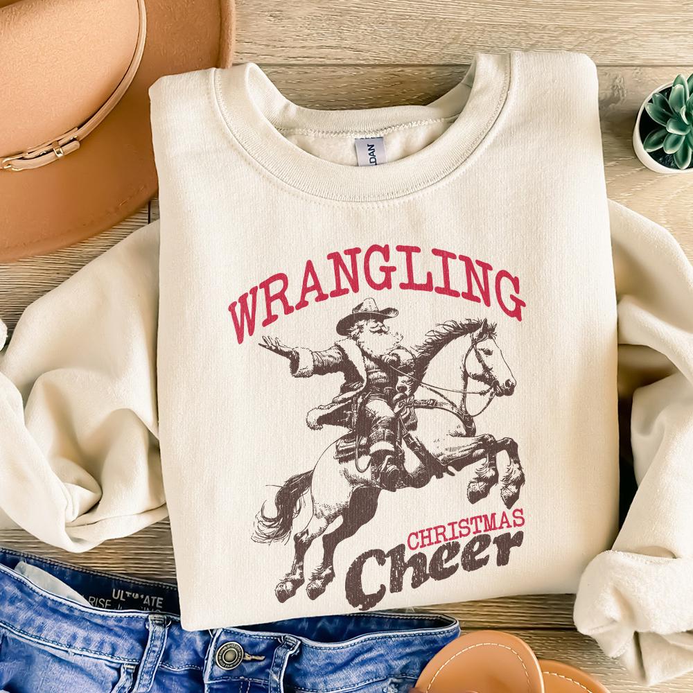 Wrangling Cowboy, Santa Western PNG - 300 DPI Design for T-Shirt