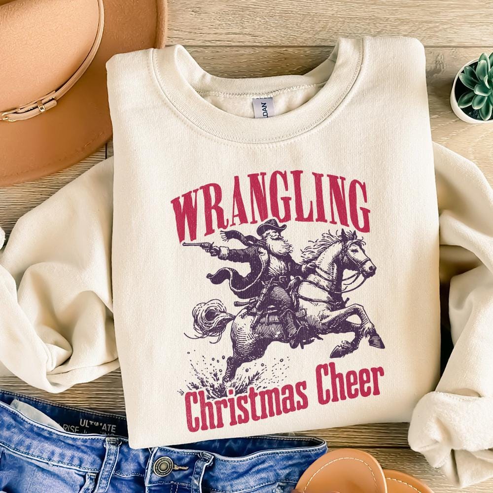 Wrangling Cowboy Alt 2, Santa Western PNG - 300 DPI Design for T-Shirt