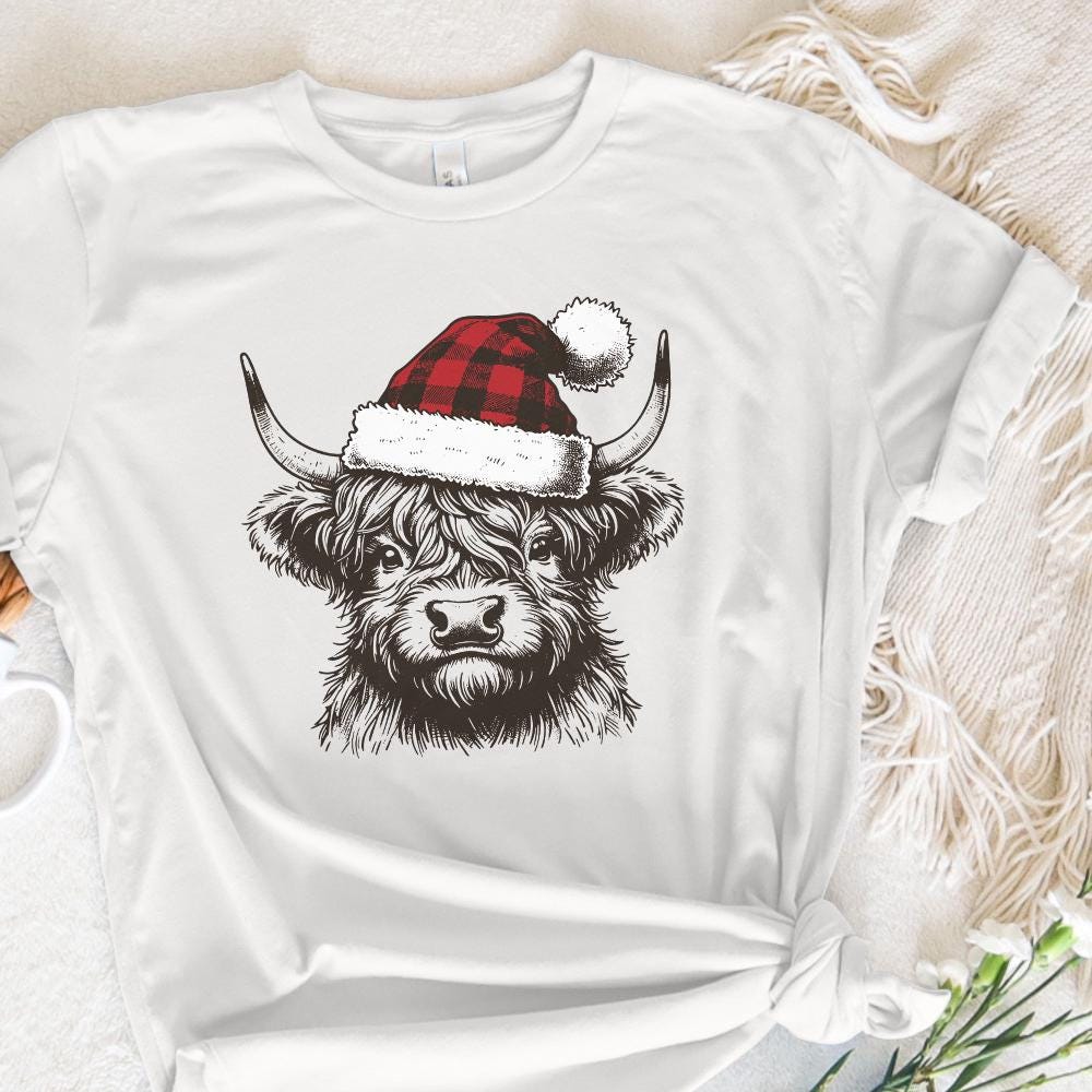 Highland Cow Christmas png, Christmas Cow png - 300 DPI Design for T-Shirt