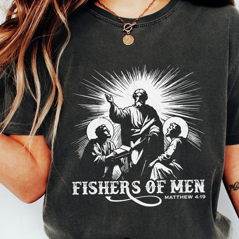 Fishers of Men PNG Alt 2, Retro Christian Sublimation - 300 DPI Design