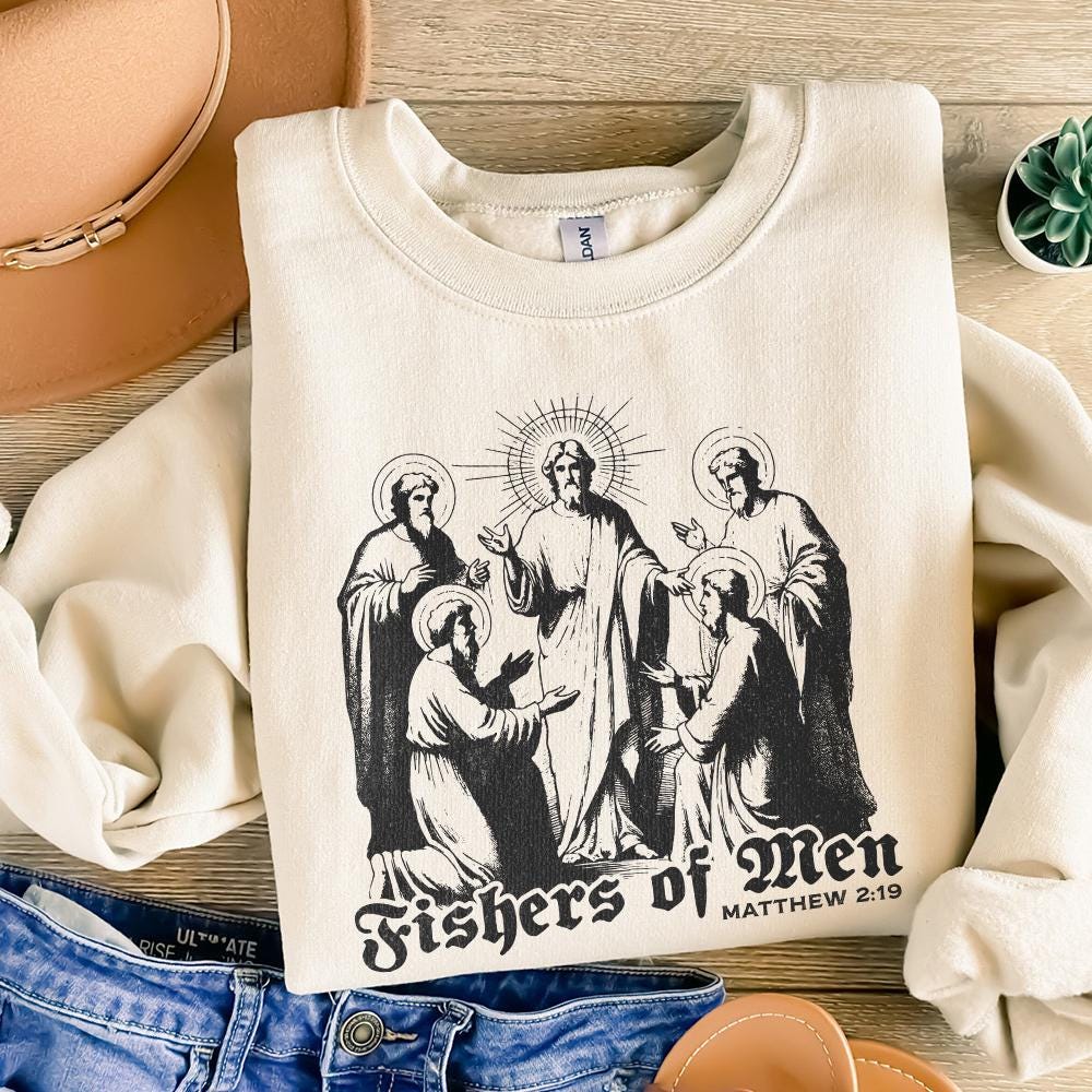 Fishers of Men PNG, Retro Christian Sublimation - 300 DPI Design for