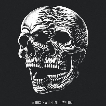 Skull Art PNG, Gothic Skeleton Design - 300 DPI Design for T-Shirt