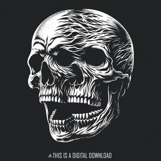 Skull Art PNG, Gothic Skeleton Design - 300 DPI Design for T-Shirt