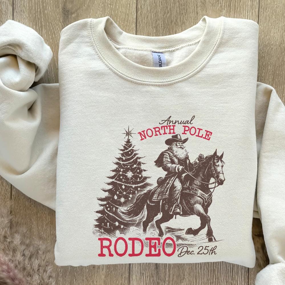 Cowboy Santa Western Christmas PNG, Retro Vintage Rodeo Design - 300 DPI