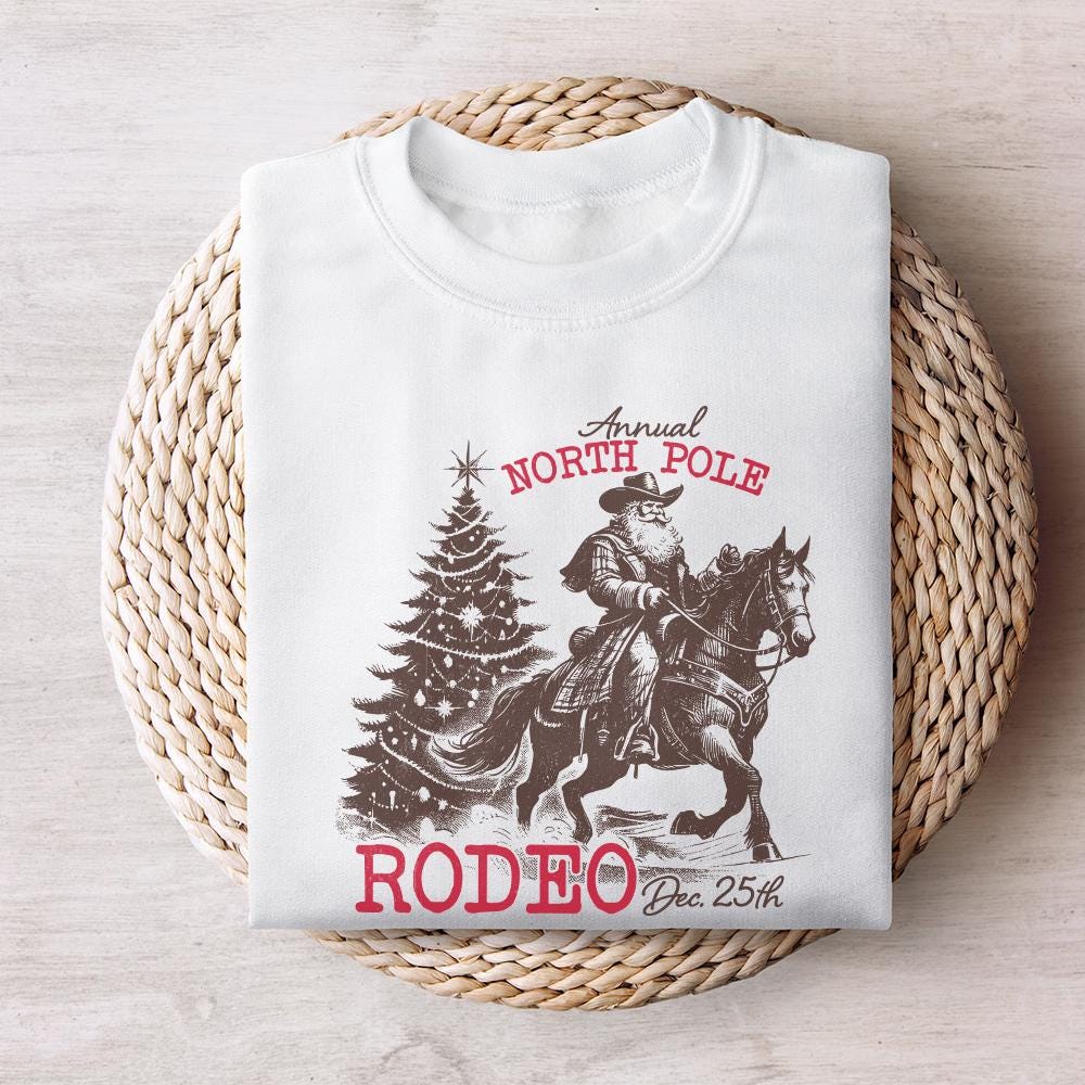 Cowboy Santa Western Christmas PNG, Retro Vintage Rodeo Design - 300 DPI