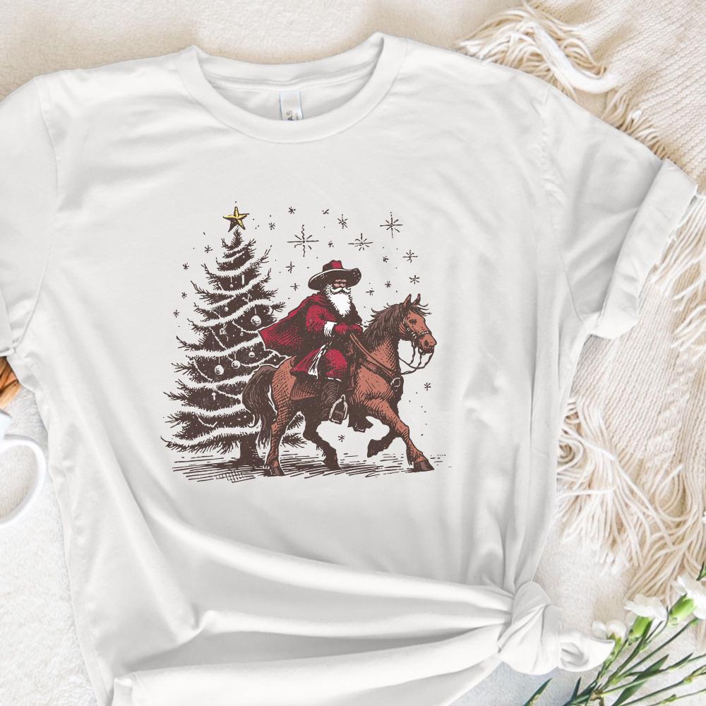 Cowboy Santa Western Christmas PNG Alt 2, Retro Vintage Rodeo Design -
