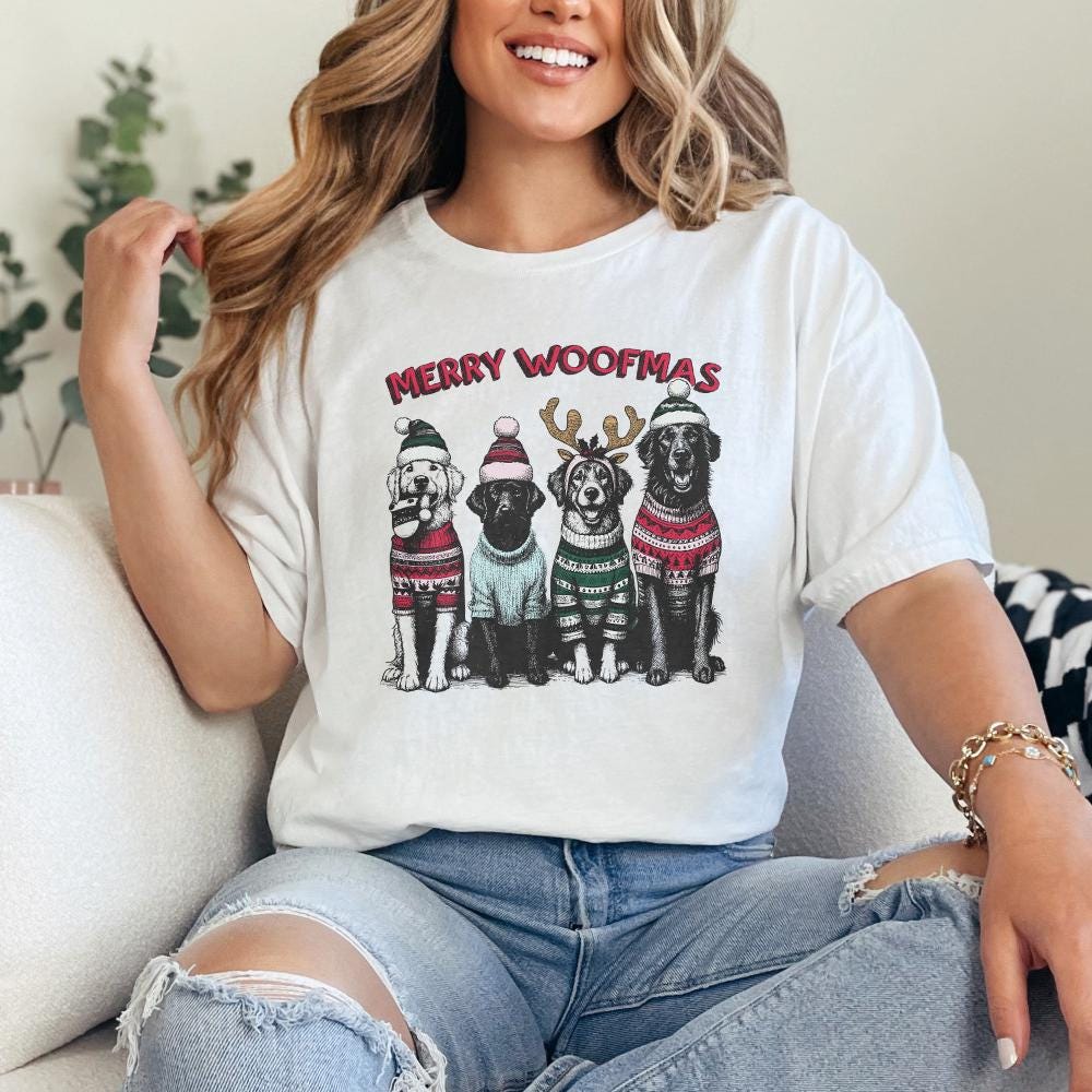 Merry Woofmas PNG Alt 2, Dog Mama PNG - 300 DPI Design for T-Shirt