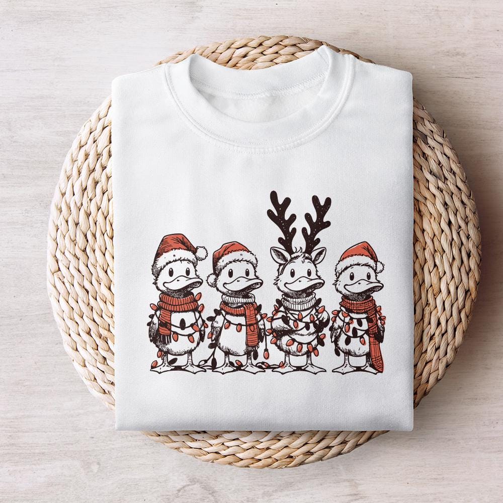 Funny Duck Christmas PNG Alt 2, Santa Ducks Christmas Light PNG - 300 DPI