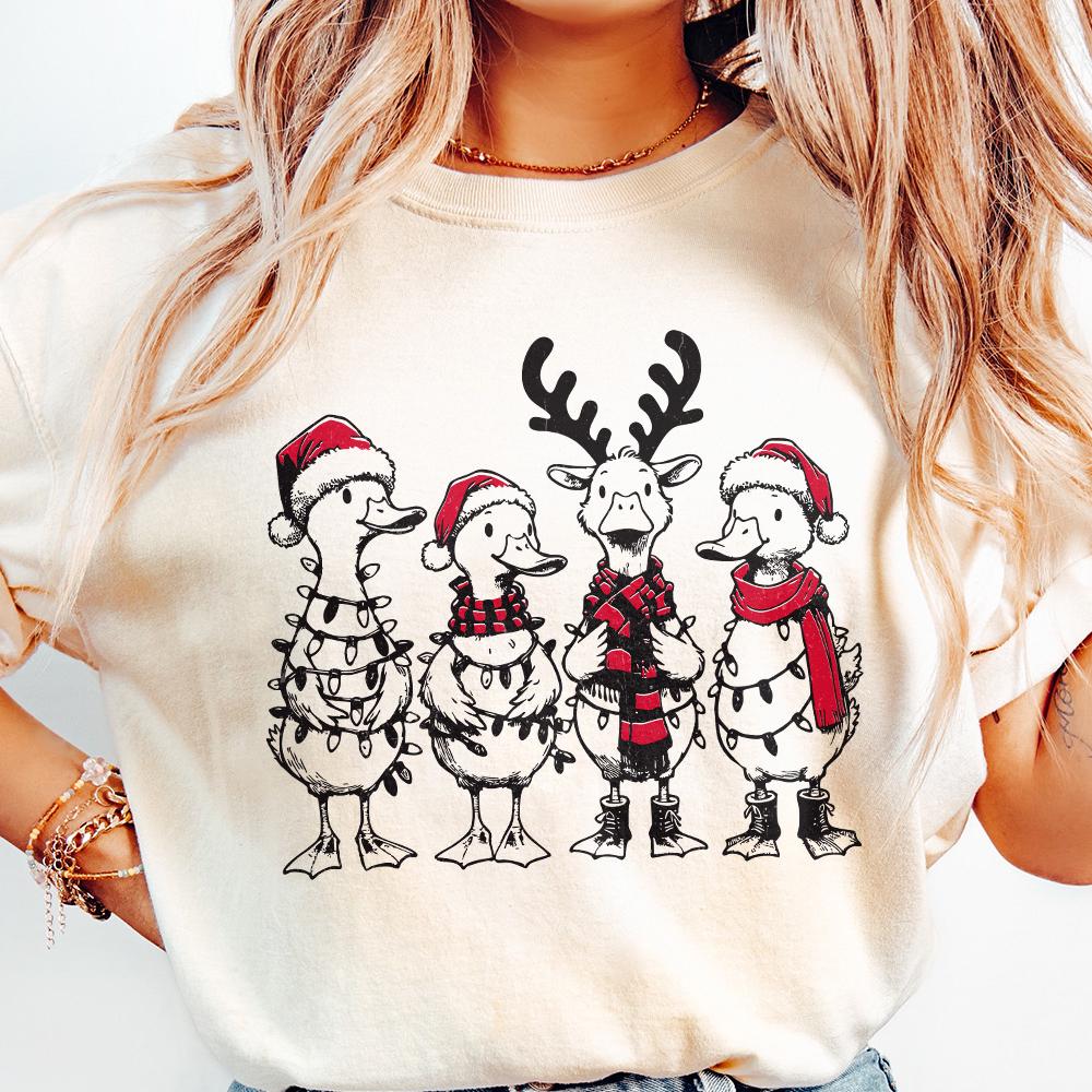 Funny Duck Christmas PNG Alt 3, Santa Ducks Christmas Light PNG - 300 DPI