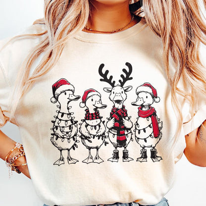 Funny Duck Christmas PNG Alt 3, Santa Ducks Christmas Light PNG - 300 DPI