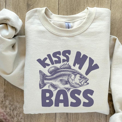 Kiss My Bass PNG Sublimation Design Alt 2, Fishing Life - 300 DPI Design