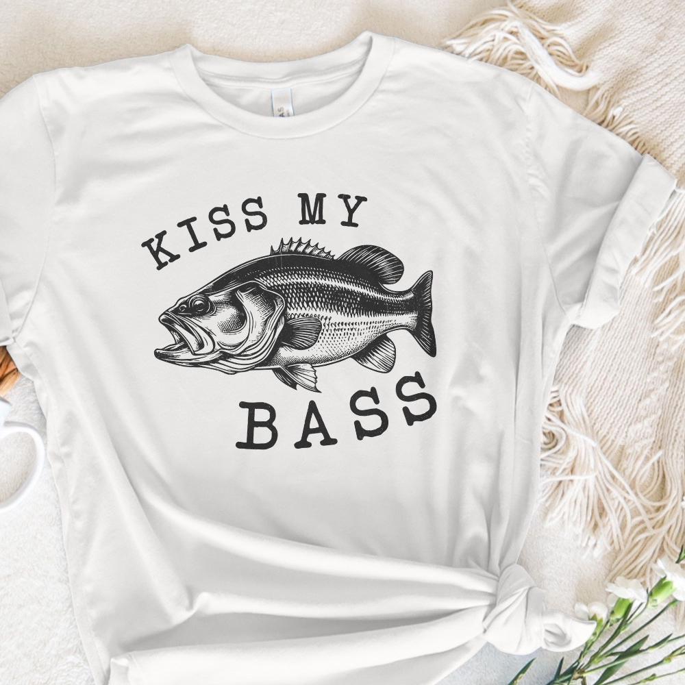 Kiss My Bass PNG Sublimation Design, Fishing Life - 300 DPI Design for