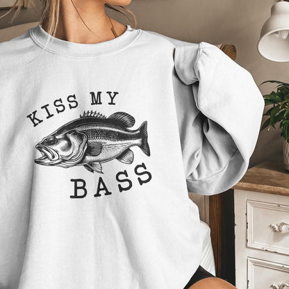 Kiss My Bass PNG Sublimation Design, Fishing Life - 300 DPI Design for