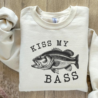 Kiss My Bass PNG Sublimation Design, Fishing Life - 300 DPI Design for
