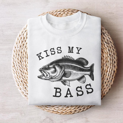 Kiss My Bass PNG Sublimation Design, Fishing Life - 300 DPI Design for