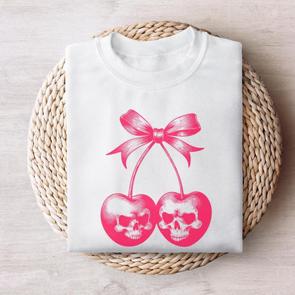 Skull Cherries PNG Alt 2, Trendy Retro Halloween - 300 DPI Design for