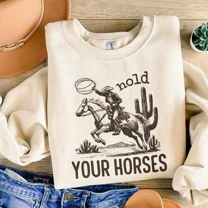 Hold Your Horses, Western PNG - 300 DPI Design for T-Shirt