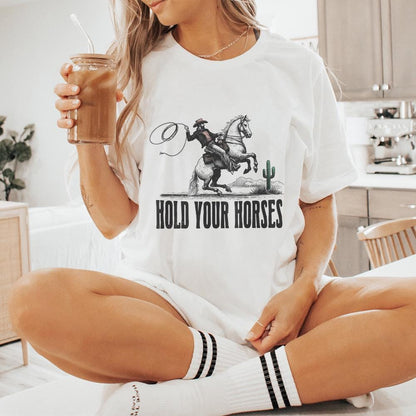 Hold Your Horses Alt 2, Western PNG - 300 DPI Design for T-Shirt