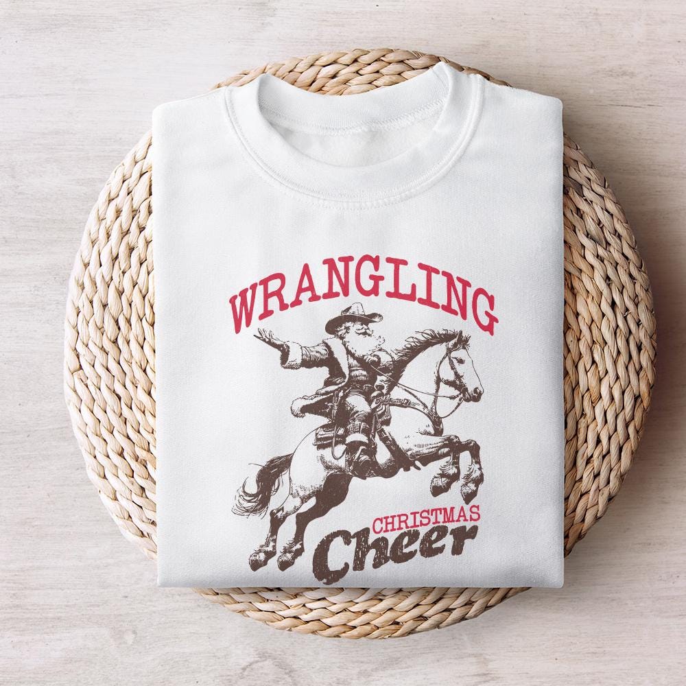 Wrangling Cowboy, Santa Western PNG - 300 DPI Design for T-Shirt