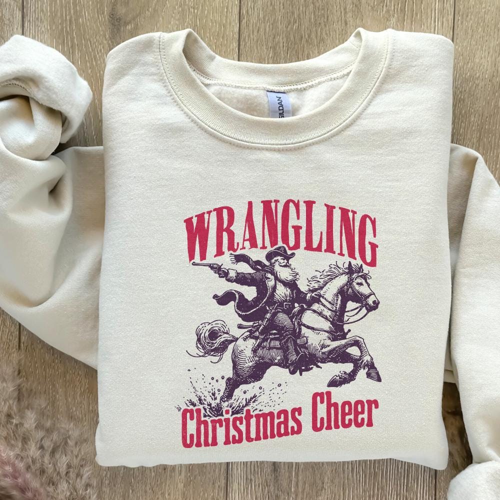 Wrangling Cowboy Alt 2, Santa Western PNG - 300 DPI Design for T-Shirt