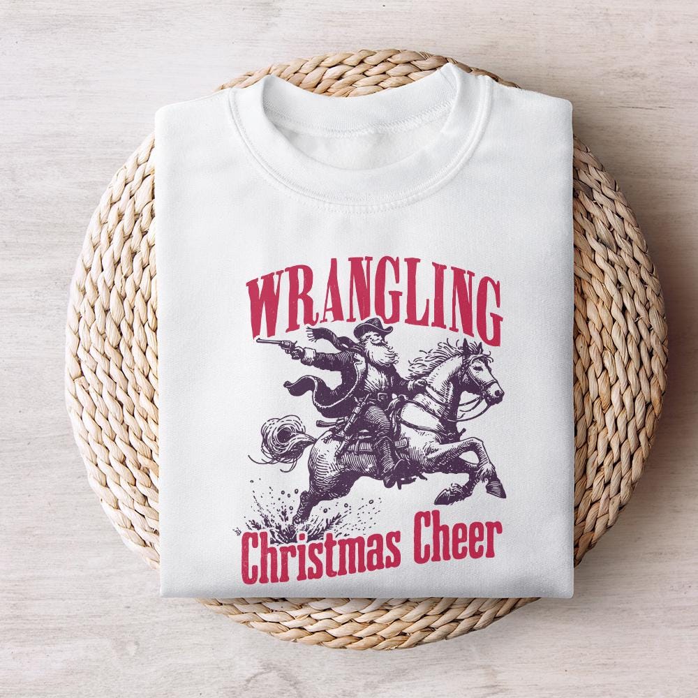 Wrangling Cowboy Alt 2, Santa Western PNG - 300 DPI Design for T-Shirt