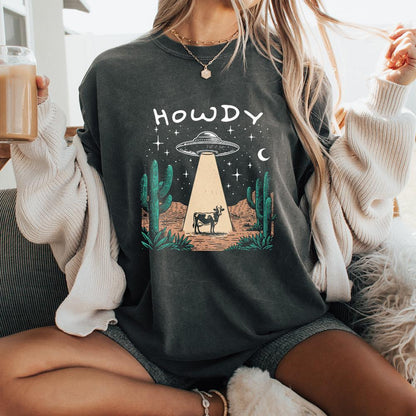 Cow Abduction PNG, Western Howdy - 300 DPI Design for T-Shirt