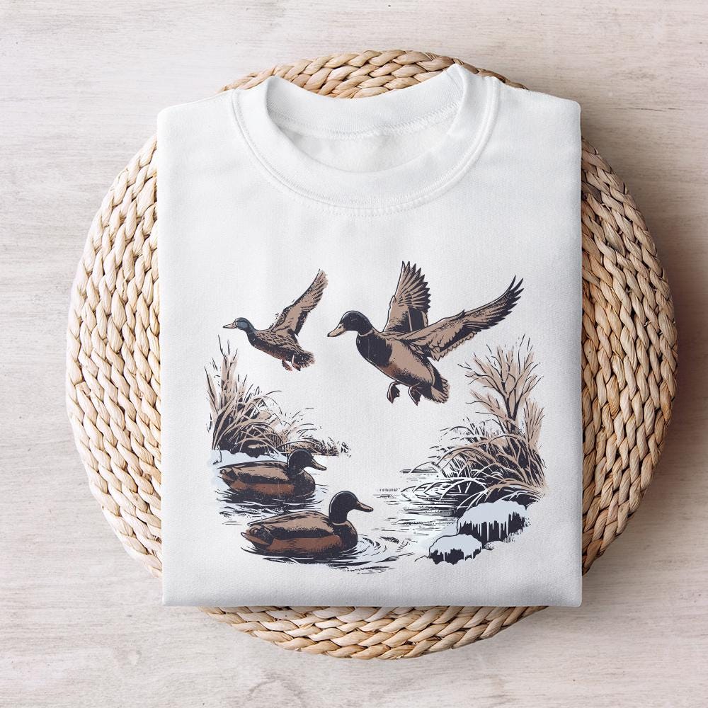 Vintage Duck PNG Alt 2, Mallard Duck Clipart - 300 DPI Design for T-Shirt